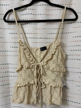 ASOS Cream Floral Ruffle Tie-Front Cami